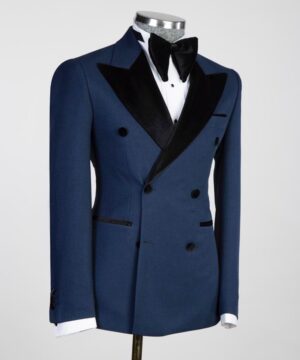 Satin collar double breasted suit for men
