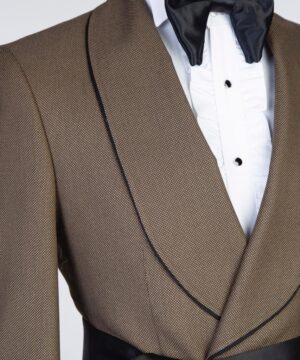 brown black belt breasted suit for men