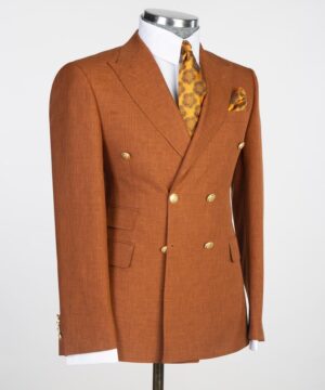 brown breasted suit for men
