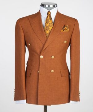 brown breasted suit for men