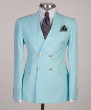 Turkoise  breasted suit for men