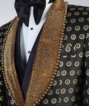 Gold stripes Luxury Male suit
