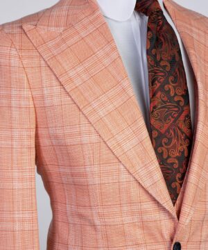 orange stripped check  suit for men