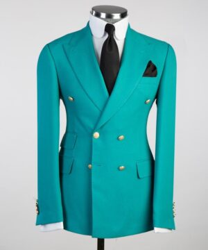 Cyan breasted suit for men