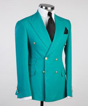 Cyan breasted suit for men